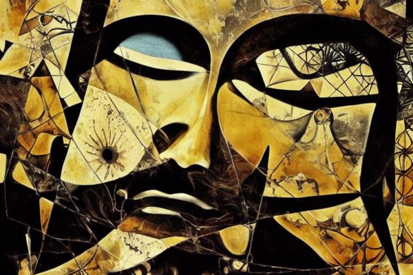 Obraz męska twarz w abstrakcji