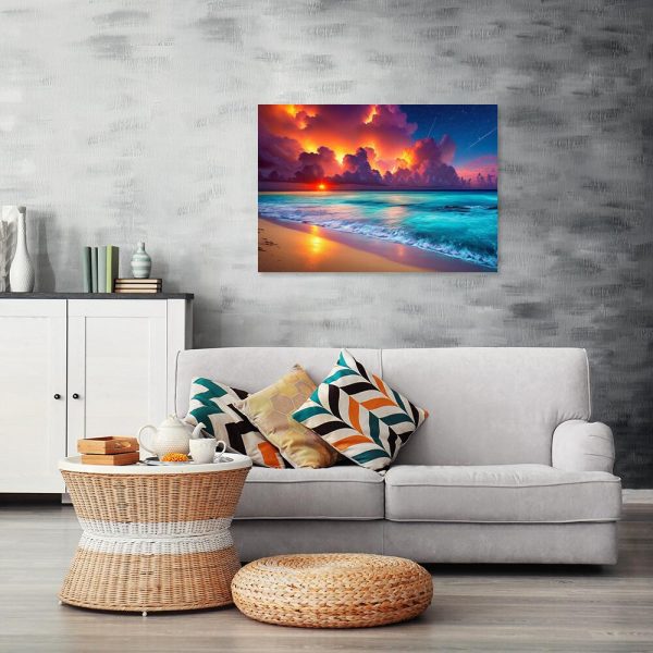 Obraz plaża i zachód słońca