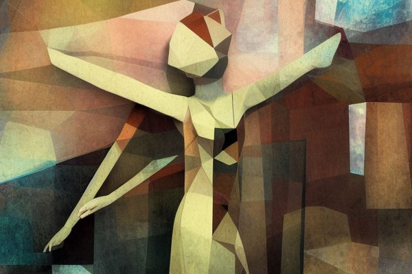 Obraz postać człowieka w abstrakcji