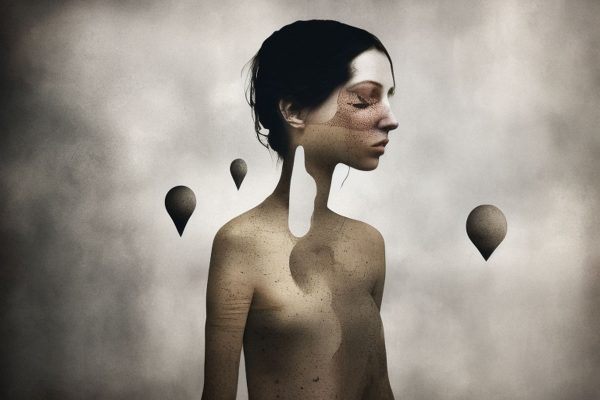 Obraz postać dziewczyny w abstrakcji