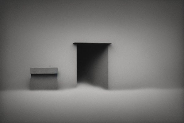 Obraz przedstawiający wejście do budynku