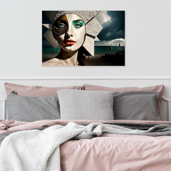 Obraz z abstrakcją i kobietą