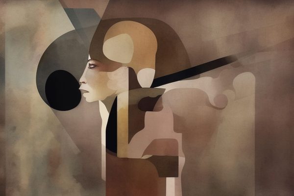 Obraz z abstrakcją profilem człowieka