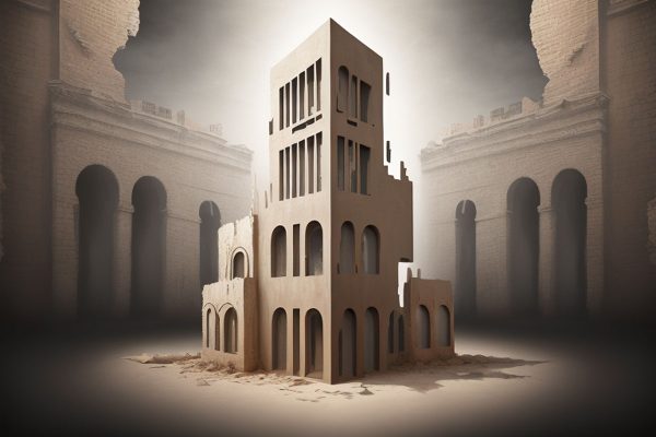 Obraz z arkadami w starych budynkach