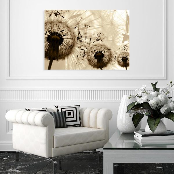 Obraz z dmuchawcami w sepii do biura