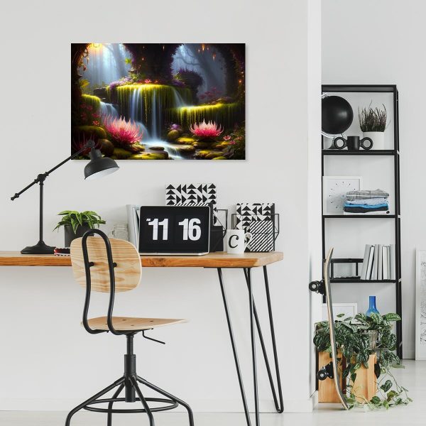 Obraz z drzewami i kwiatami