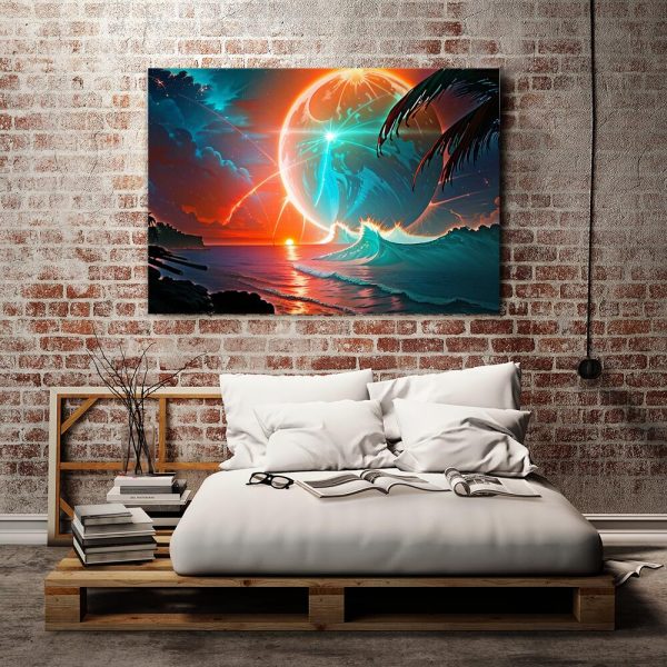 Obraz z falami i palmami