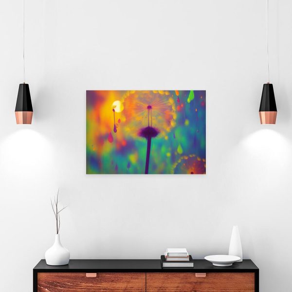 Obraz z kolorowymi dmuchawcami