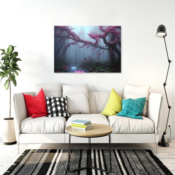 Obraz z kwiatami w lesie