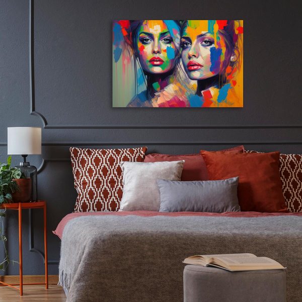 Obraz z motywem kobiecych twarzy