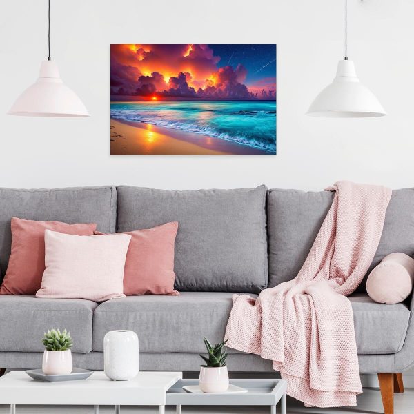 Obraz z zachodzącym słońcem wśród chmur