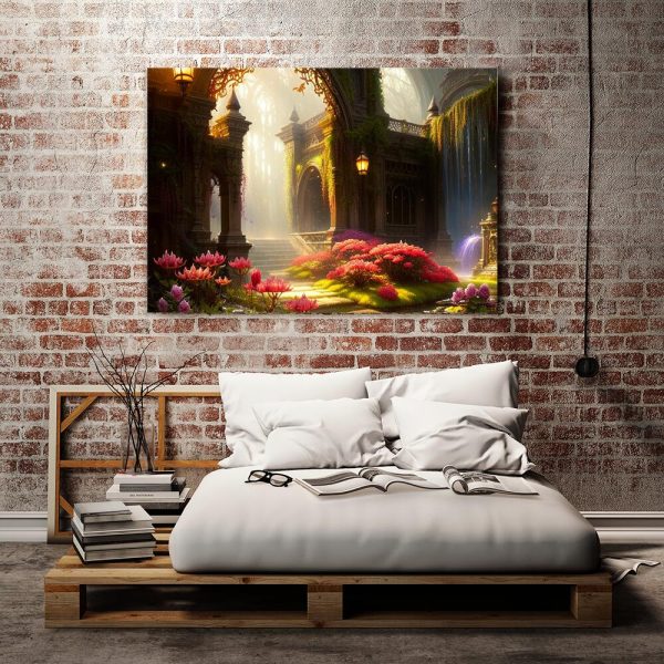 Obraz zamek i dzikie rośliny