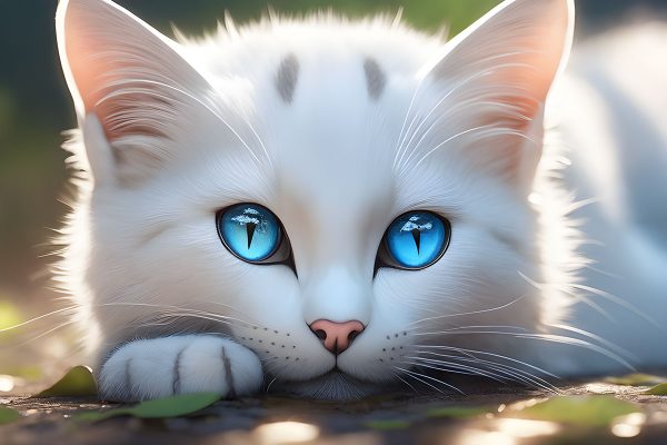 Biały kot na tapecie