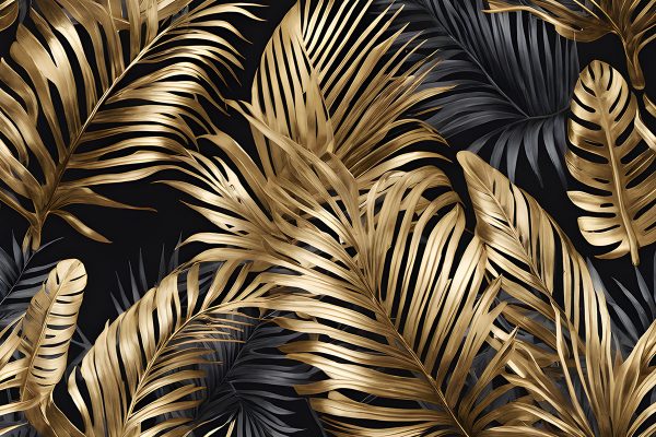 Tapeta z motywem liści z tropików